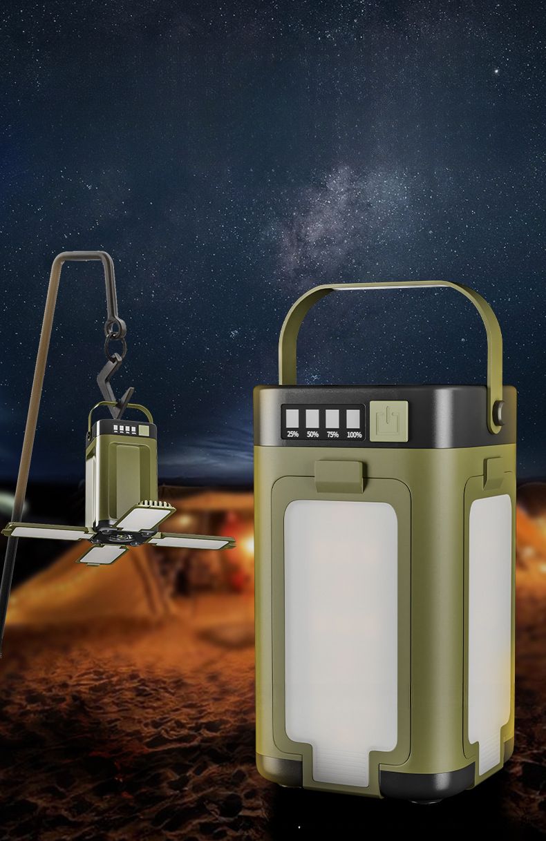 Cross-Border New Product Multifunctional Outdoor Support Output Four-Leaf Folding With Solar Camping Light Atmosphere_voghion.com