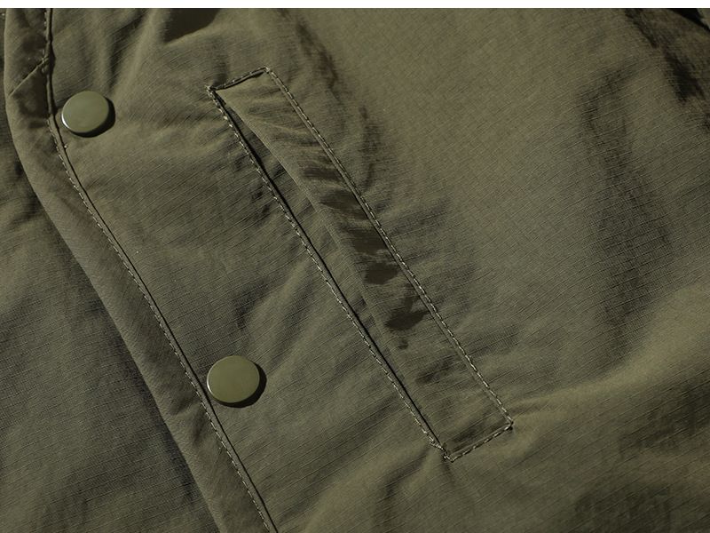 Retro Collarless Cotton Jacket Cotton Coat Men's Workwear V-neck Snap Button Cotton Coat Men's Jacket_voghion.com