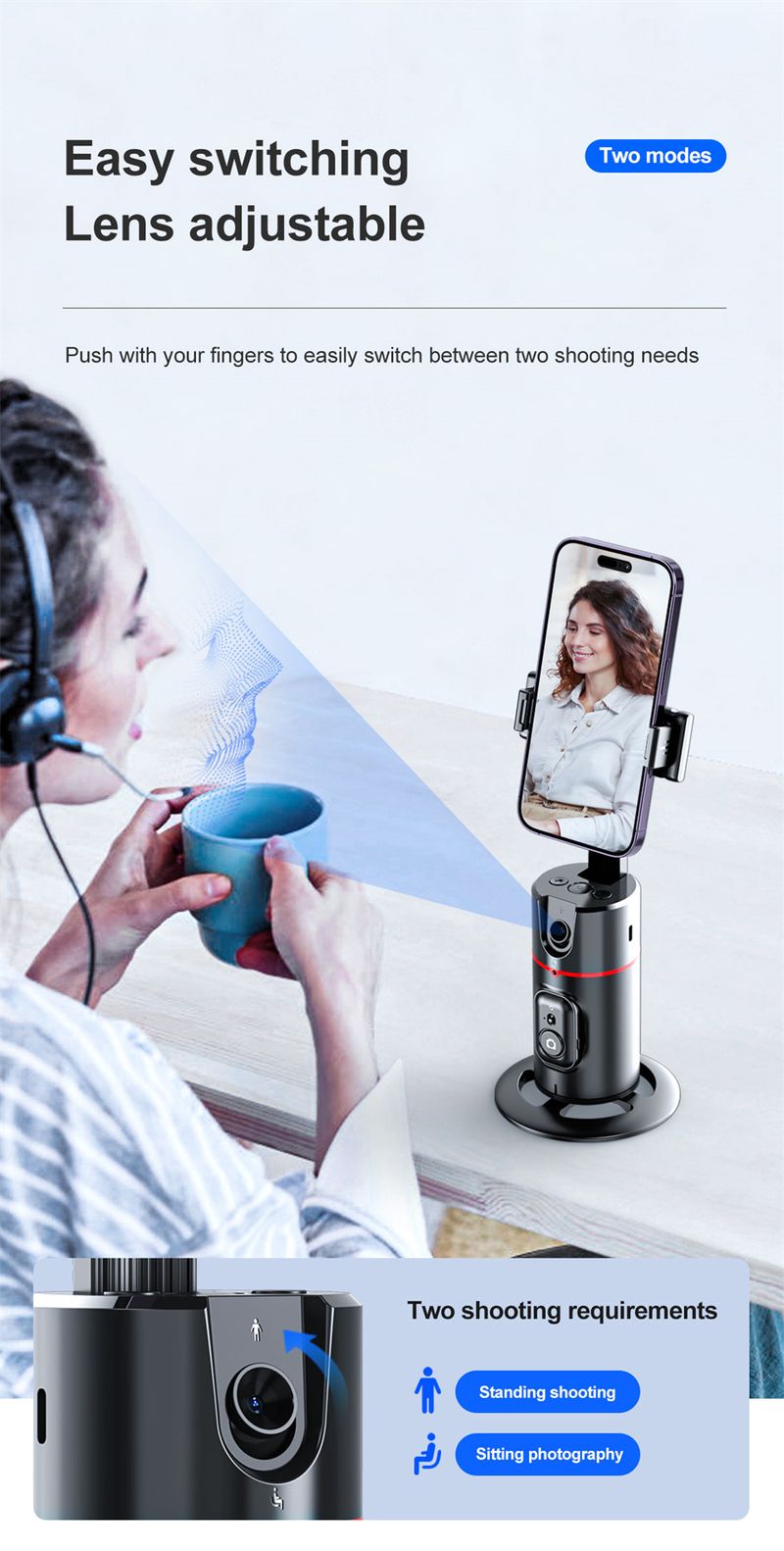 2025 360 Rotation Gimbal Stabilizer Wireless Bluetooth Remote Selfie Stick Tripod For IPhone Smartphone Live_voghion.com