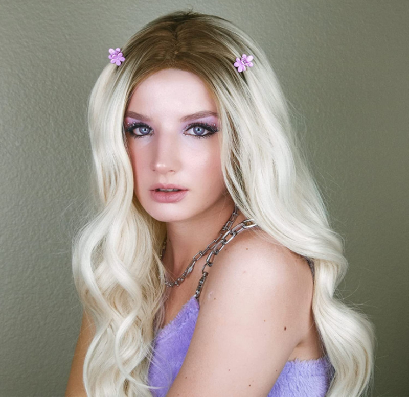 Synthetic wig 2023 New popular Women's Gradient Gold Split Large Wave Long Curly Rose Mesh High Temperature Silk Chemical Fiber Hair_voghion.com