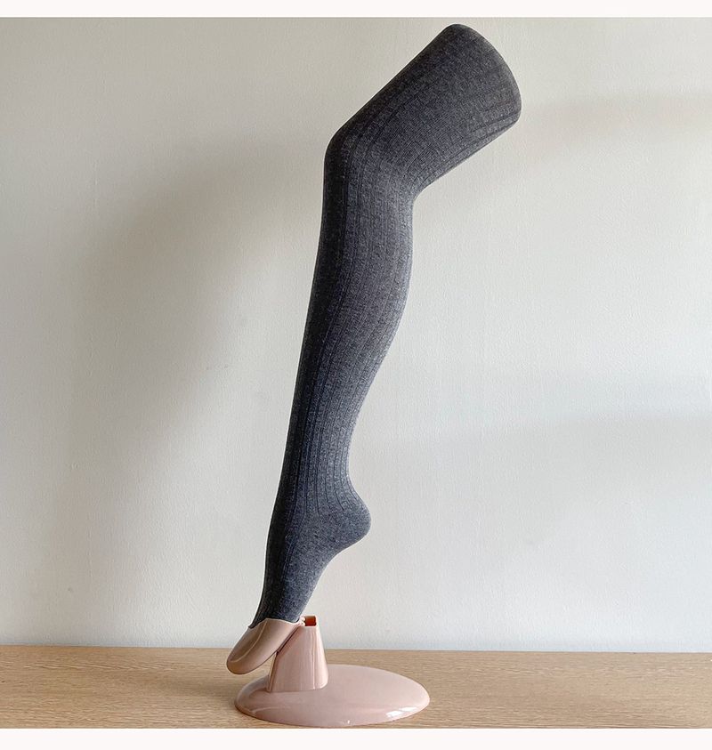 Calzini da donna Serie grigia Temperamento Grigio Righe verticali Sottili Leggermente trasparenti Collant di cotone Leggings_voghion.com