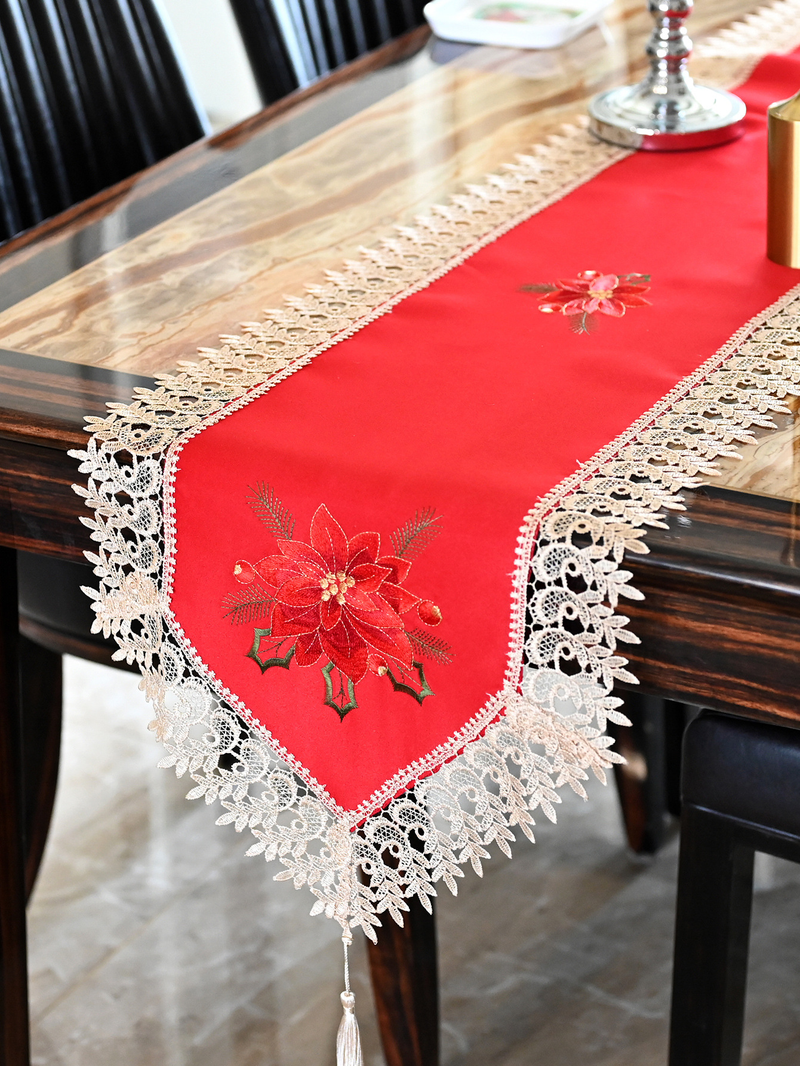 Europæisk stil minimalistisk vandopløselig blonde julebord flag Nordisk broderi stor rød garderobe TV skabs cover_voghion.com