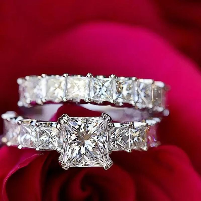 Cao Shi's Design Feel Internet Celebrity Handmade Simulation Zircon Double Layer Ring Set_voghion.com