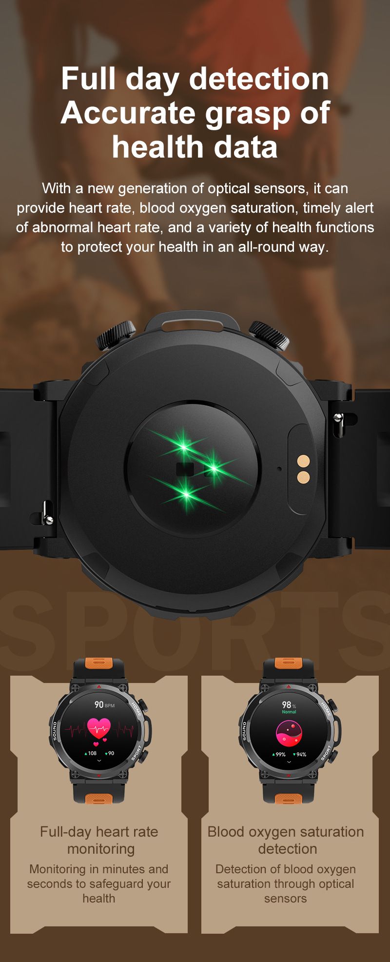 S56T smartwatch for Bluetooth communication, outdoor step counting, sports, triple protection, heart rate_voghion.com
