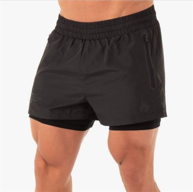 Men's Double-Layer Gym Shorts - Quick-Dry Mesh Workout Shorts With Compression Liner (Side Pockets For Running & Weight Training)_voghion.com