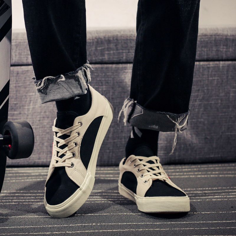 2025 Frühling und Herbst Leinwand ULZZANG Vielseitig Beige Koreanische Ausgabe Student Street Shooting Instagram Board Schuhe Paar_voghion.com