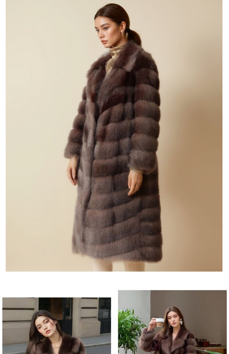 Luxury Vintage-Style Faux Mink Coat With Elegant Trench Design - Warm Winter Outerwear In Chestnut (Available In 3 Lengths: 65cm/95cm/110cm)_voghion.com