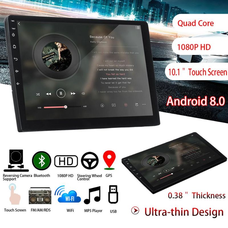 10-calowy Android 8.1 Uniwersalne radio samochodowe 2din Android Radio samochodowe Odtwarzacz DVD Nawigacja GPS WIFI Bluetooth Odtwarzacz MP5 Kamera cofania_voghion.com
