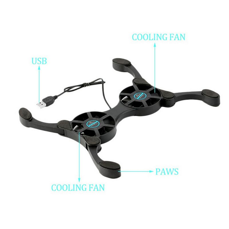 Xinweiqing Octopus Shape Portable Foldable Notebook Laptop Twin USB Fan Cooler Cooling Base_voghion.com