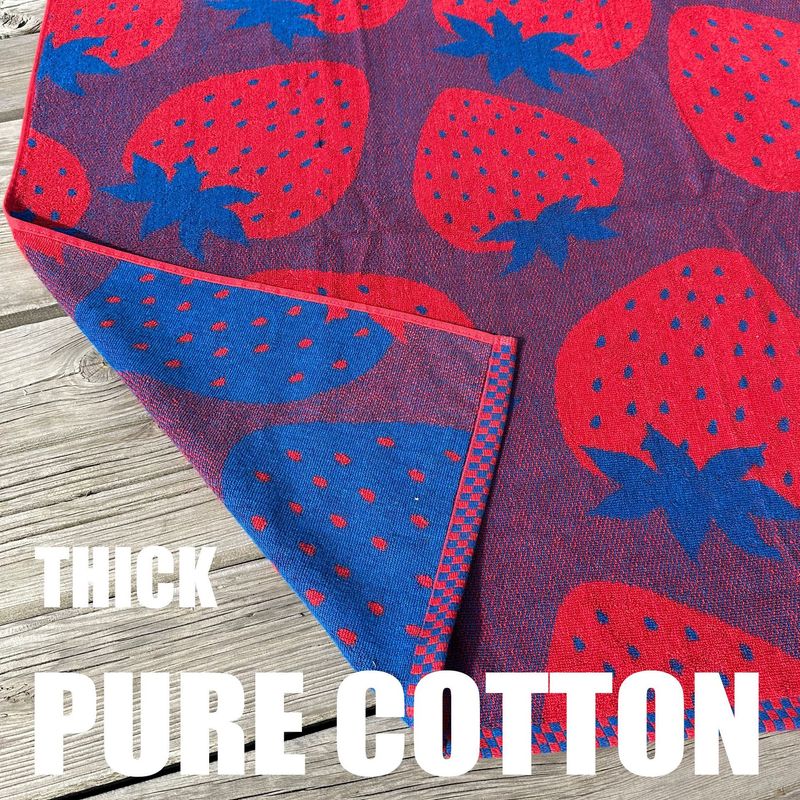 Serviette de plage en pur coton tissé jacquard épais absorbant l'eau printemps et été ananas fraise natation grande serviette de bain_voghion.com