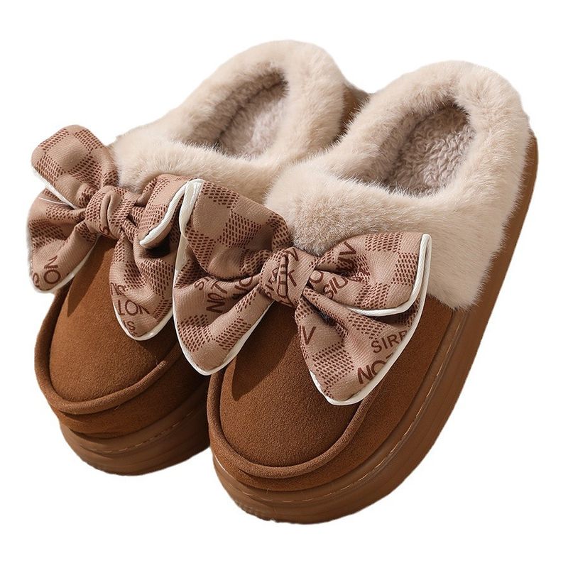 2025 neue Baumwolle Frauen, Herbst Winter, Schmetterling Knoten Hause Einrichtungsgegenstände Mit Samt Für Wärme Und Anti Slip Dicken Boden,_voghion.com