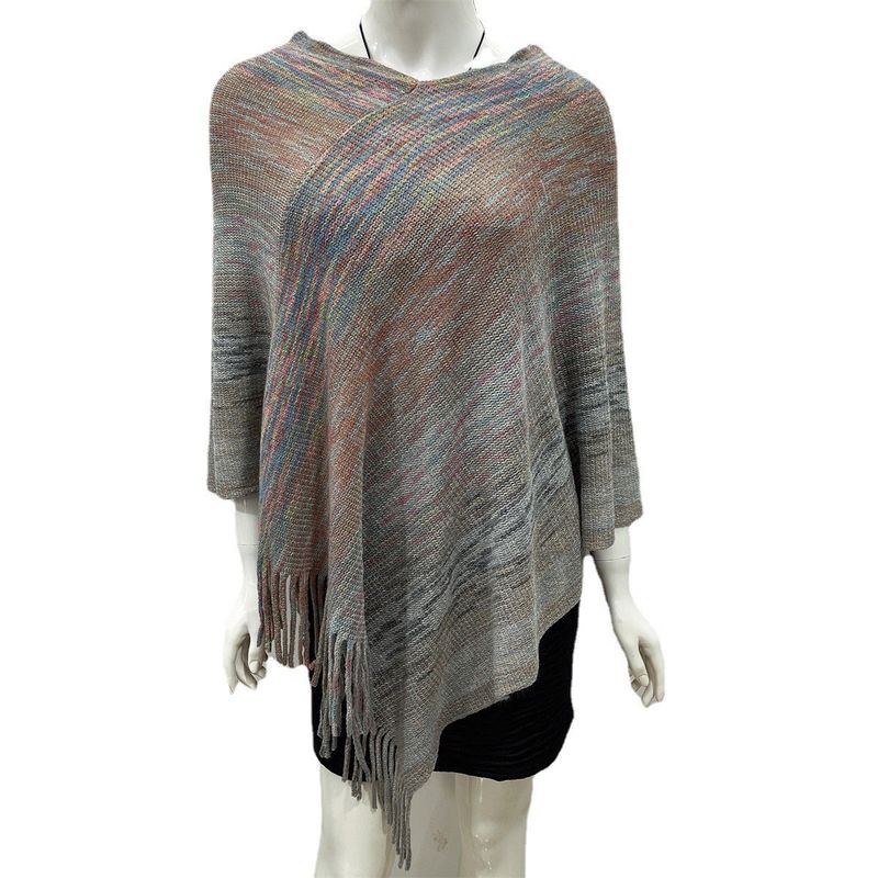 2023 Autumn/Winter New Gold Silk Colorful Tassel Shawl Sweater Coat_voghion.com