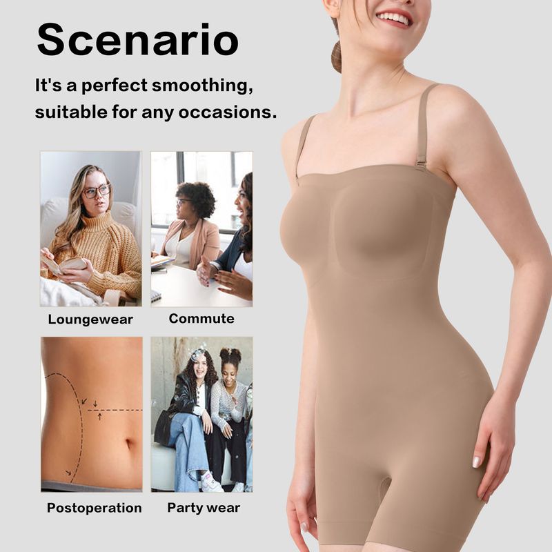 Seamless Shapewear Bodysuit For Women - Tummy Control Slimming Full Body Shaper With Adjustable Straps & High Waist Compression_voghion.com