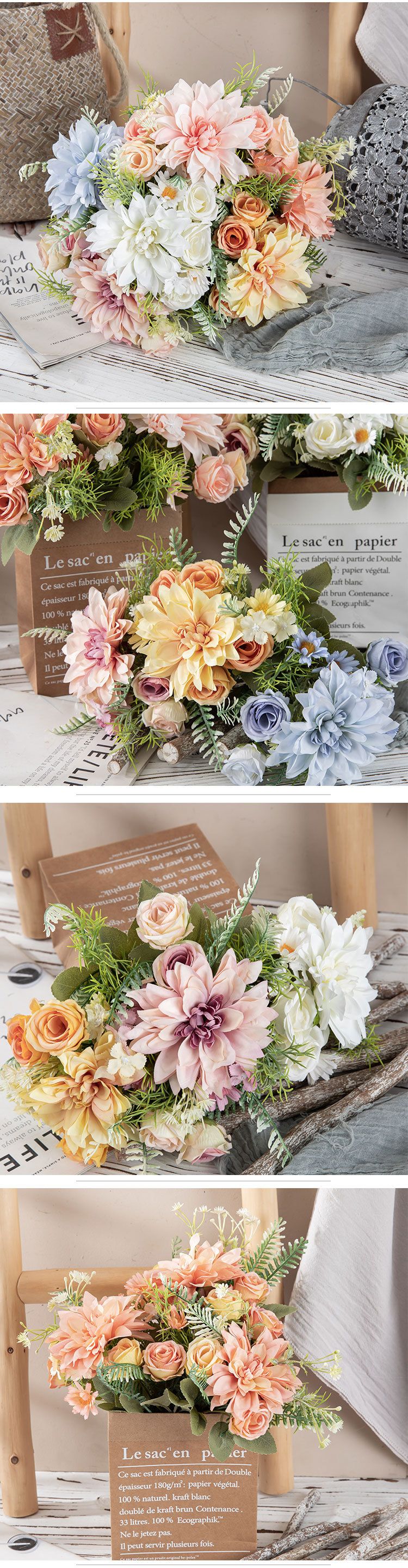 Home Garden Flower Διακόσμηση σπιτιού Γαμήλια ανθοδέσμη Τριαντάφυλλο τοίχου Τεχνητό λουλούδι_voghion.com