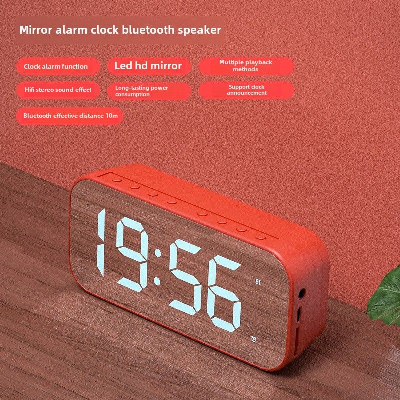 Bezvadu Bluetooth skaļrunis jauns mini mājas spogulis mazs skaļrunis tālvadības pults modinātājs viedais skaļrunis_voghion.com