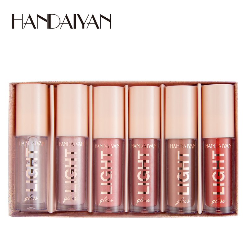 Explosive HANDAIYAN Mirror Water Gloss Liquid Lacquered Glass 6 Pack Lipstick Set Gift Box_voghion.com