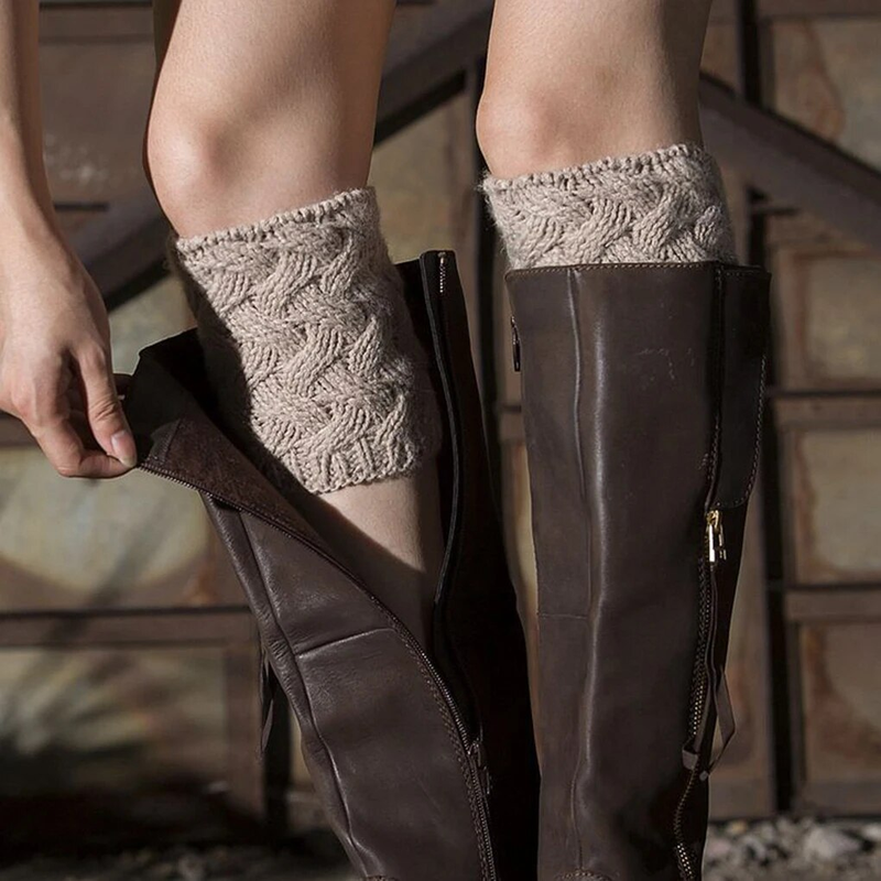 8 Faarwen Damme Strickwärmer Kuerz Manschetten Knäppercher Häkelstiwwel Socken Gestrickte Gamaschen Beenwärmer fir Hierscht Wanter_voghion.com