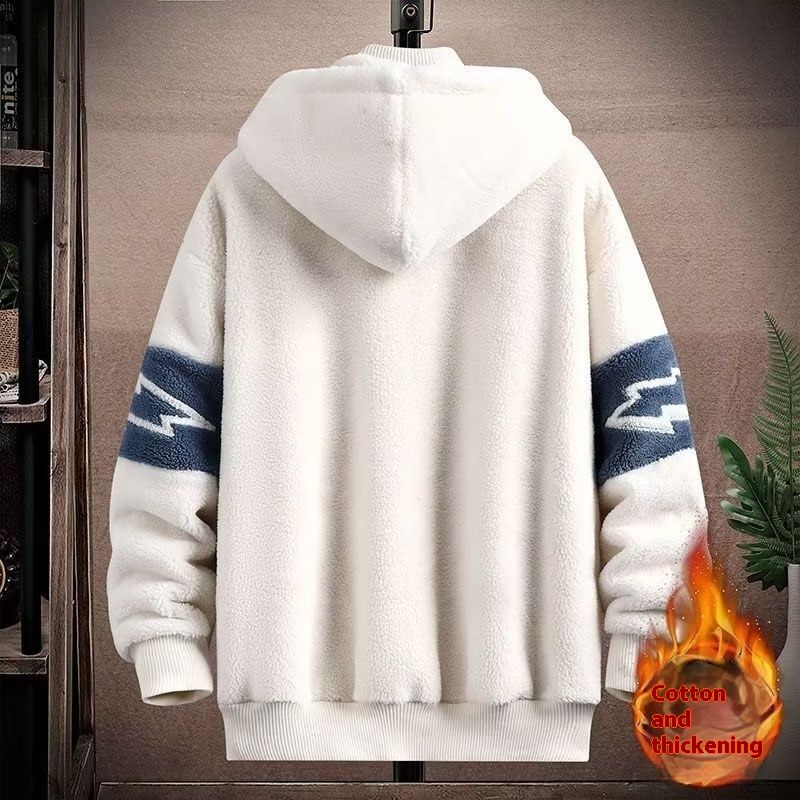 Winter dikke capuchonjas met wol, casual katoenen jas van lamswol, heren- en damestrend 2024_voghion.com