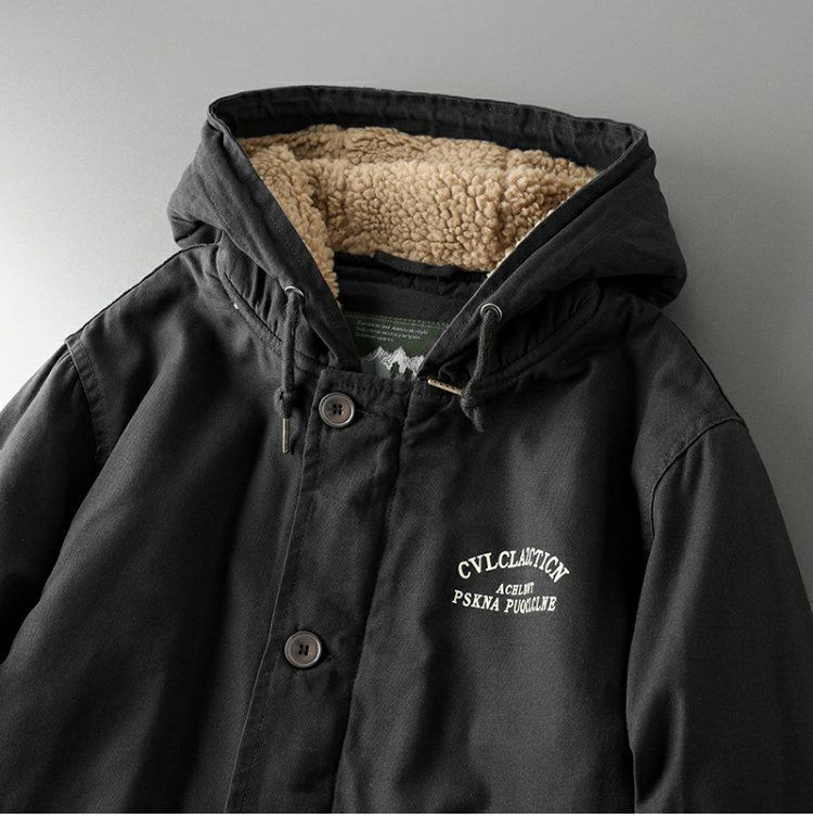 Men's Winter Fleece-Lined Hooded Jacket - Soft Cotton Outerwear With Thick Warm Padding, Lightweight & Comfortable For Outdoor Travel_voghion.com