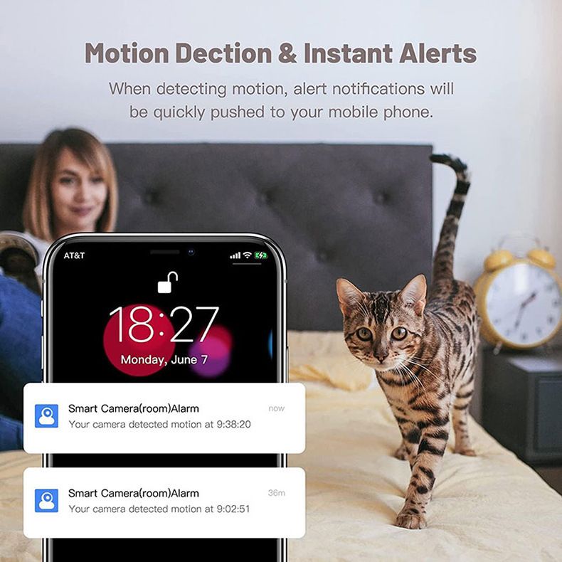 Slimme huisdierbewakingscamera, 360 graden babyverzorging op afstand, draadloze HD nachtzicht panoramische camera_voghion.com
