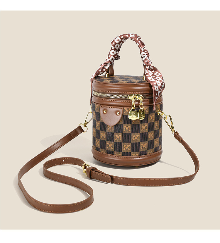 Stile casual alla moda e versatile Nuova stampa popolare Borsa a secchiello rotonda Borsa a spalla singola Borsa da donna Mini borsa a tracolla_voghion.com