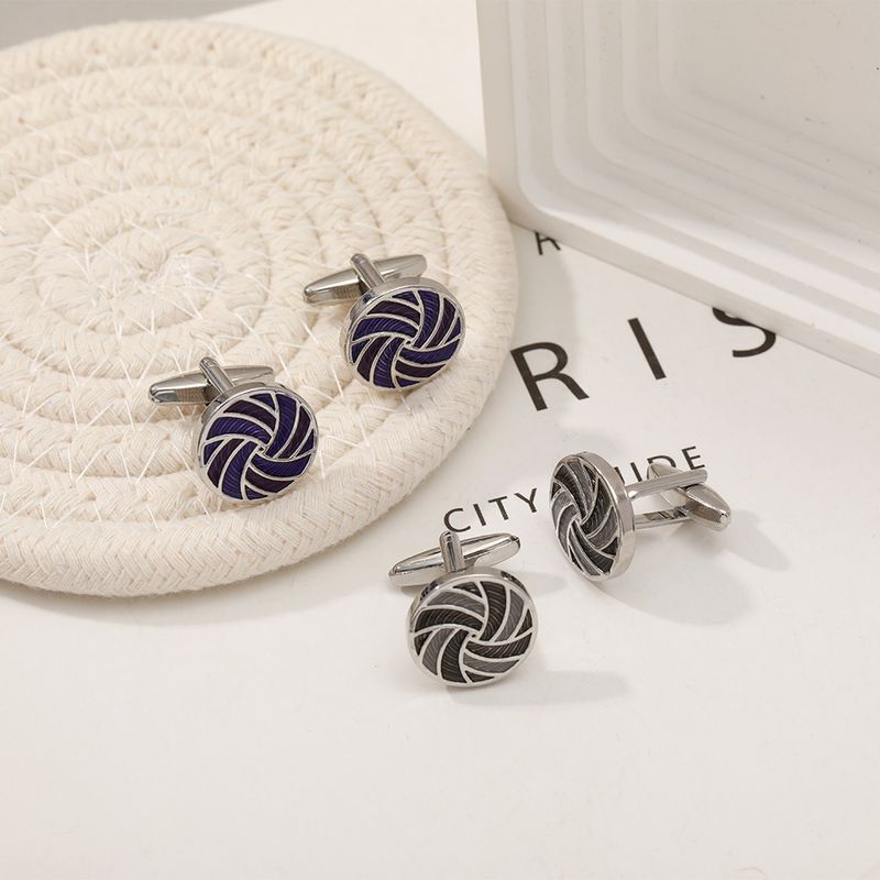 gemelli da polso rotondi alla moda da pallavolo gemelli in lega a righe bottoni da camicia francesi in metallo da uomo_voghion.com