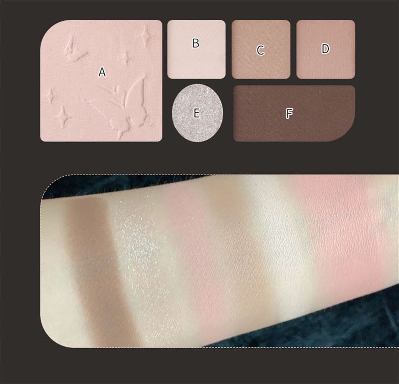 6 farver sorte smokey øjenskyggepaller ansigt mat kontur blush pudder alt-i-en makeup pigmenter shimmer kvinder kosmetik koreansk_voghion.com