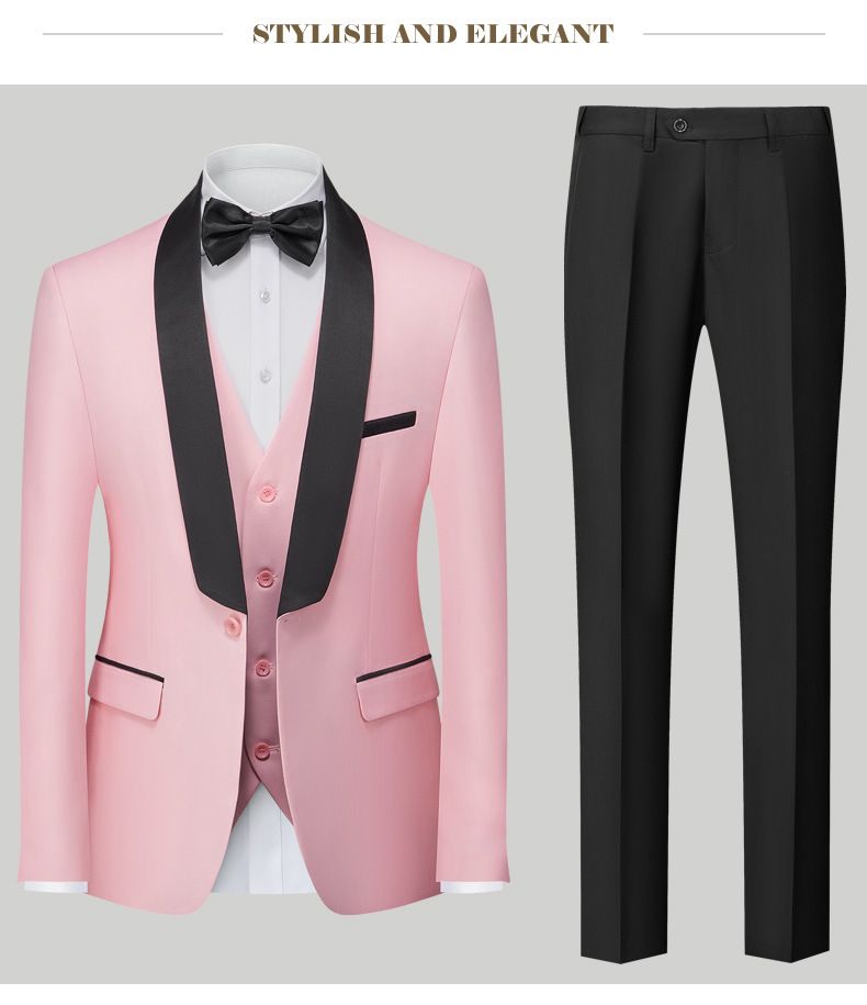 Men's Clothing Three piece Men's Double Slit Tuxedo Suit_voghion.com