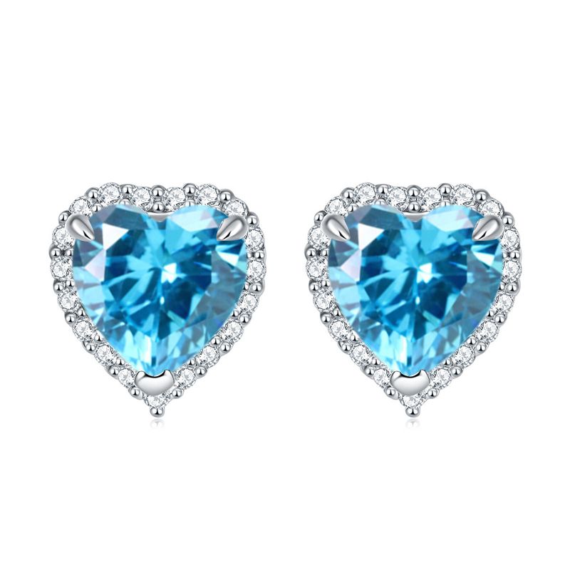 Love Birthstone Ohrringe - Minimalistische Ohrstecker aus S925 Sterlingsilber mit farbigen Edelsteinen (Schmuck als Geschenk zum 12. Monat auf Lager)_voghion.com