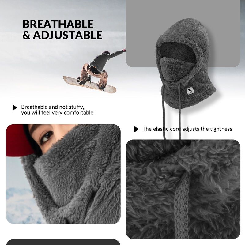 Passamontagna invernale in pile Qunature, maschera da sci, sciarpa tubolare, cappello unisex_voghion.com