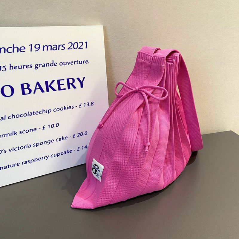 Borsa a tracolla coordinata da donna, in maglia tinta unita, per tutti i giorni, in stile macaron, fresca primavera e autunno_voghion.com