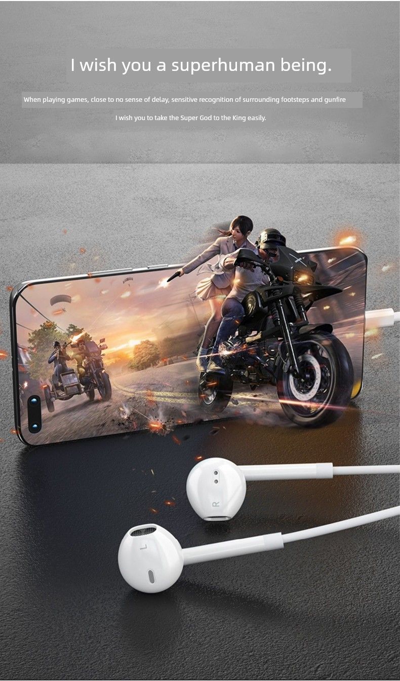 Auriculares con cable de 3,5 mm con control por cable, tipo C, interfaz plana con banda de sujeción, intraaural, cabeza redonda_voghion.com