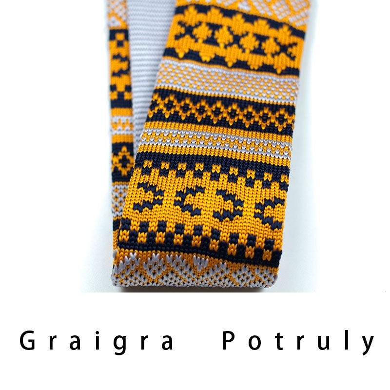 Men's Ties & Handkerchiefs style ethnic style coffee color yellow gray dark green width 6CM men's knitted tie_voghion.com