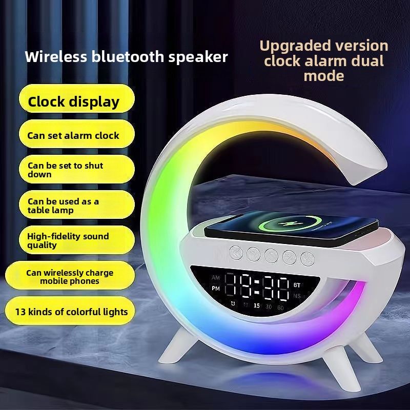 Blueooh Wireless Charging Mulifuncional Amosphere Nigh Ligh Alarm Clock Birhday Phone Desk Lamp Speaker_voghion.com