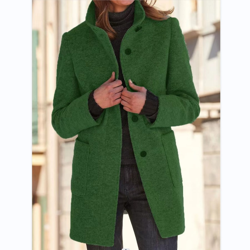 Vintage-Wollmantel mit Knöpfen für Damen_voghion.com
