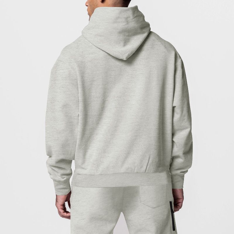 Herrkläder höst och vinter herr enfärgade långärmade byxor med huva sport fritid plus sammet varm tjock kostym_voghion.com