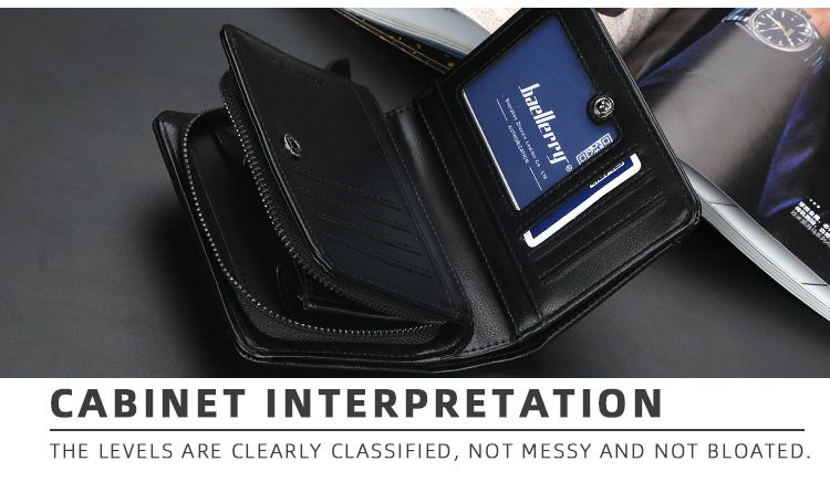 Baellerry Geldbörse Herren Kurz Vertikal Multi-Kartensteckplatz Führerschein Münzgeldbörse Jugend Reißverschluss Kartenhalter_voghion.com