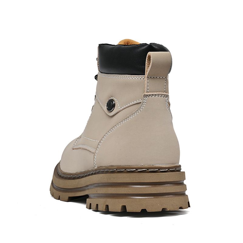 Men's Waterproof Leather Work Boots - High Top Rugged Outdoor Boots For Men, Durable & Comfortable Casual Boots For All Seasons_voghion.com