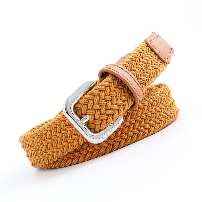 Cinturón de lona elástica tejida con hebilla de aguja, nuevo, estilo casual versátil para hombres y mujeres._voghion.com