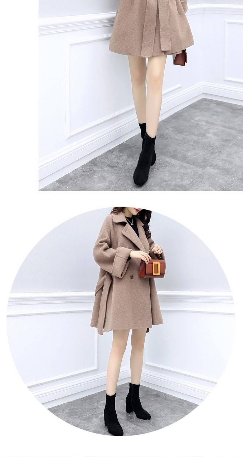 New women's camel two-piece woolen coat fashion woolen skirt suit_voghion.com