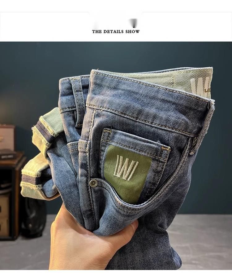 Men's Spring Thin Slim Fit Casual Nine-point Korean Style Stretch Trendy Slightly Wide Versatile Skinny Jeans_voghion.com