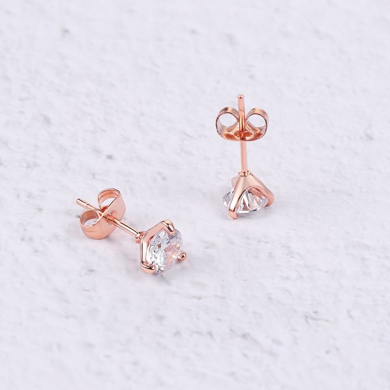 Orecchini unisex semplici e freschi a tre griffe rotondi con diamanti piccoli orecchini_voghion.com