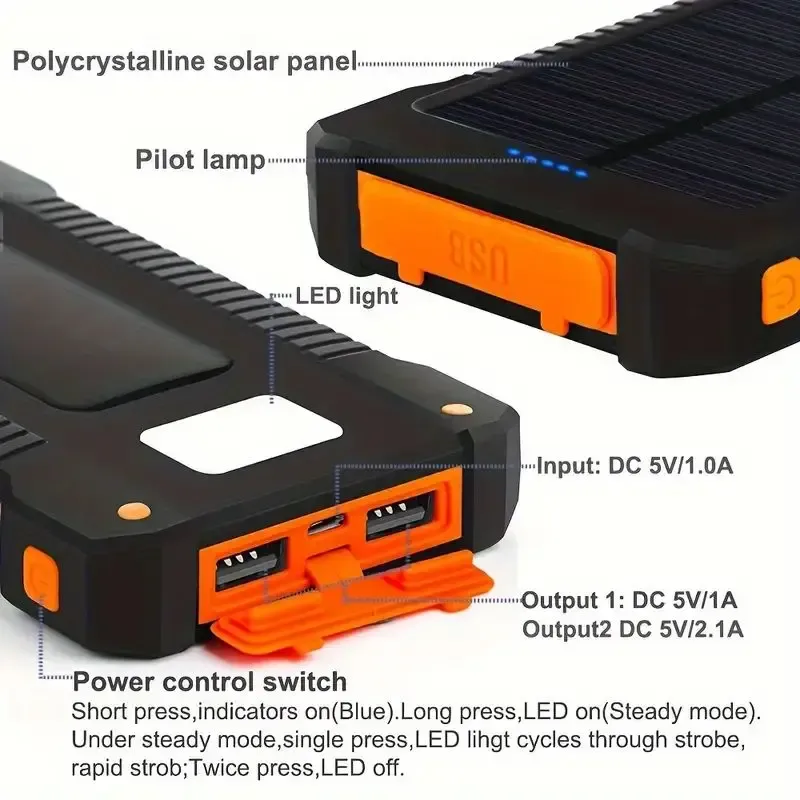 mAh Solar Bank Grote Capaciteit Back-up Batterij Snel Opladen Draagbare Powerbanks 20000 Hulpbatterijen Buiten_voghion.com