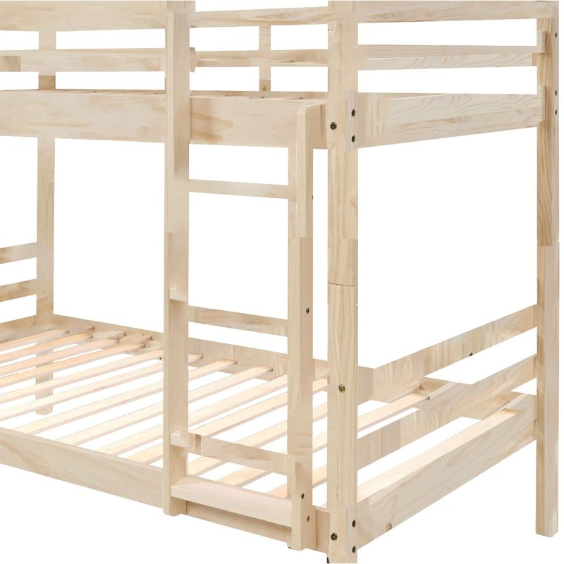Twin Over Twin Bunk Bed With Ladder,Wooden Bunk Bed With High Guardrail And Ladder For Kids, Teens, Dorm Rooms, And Guest Rooms,No Box Spring Needed,White_voghion.com