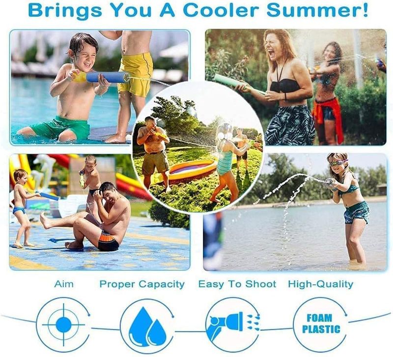 Wasserpistole aus Schaumstoff zum Ziehen und Sprühen – EVA-sichere Wasserpistole für Kinder zum Spielen am Strand, im Pool und im Freien (21,5 cm/33 cm/38 cm)_voghion.com