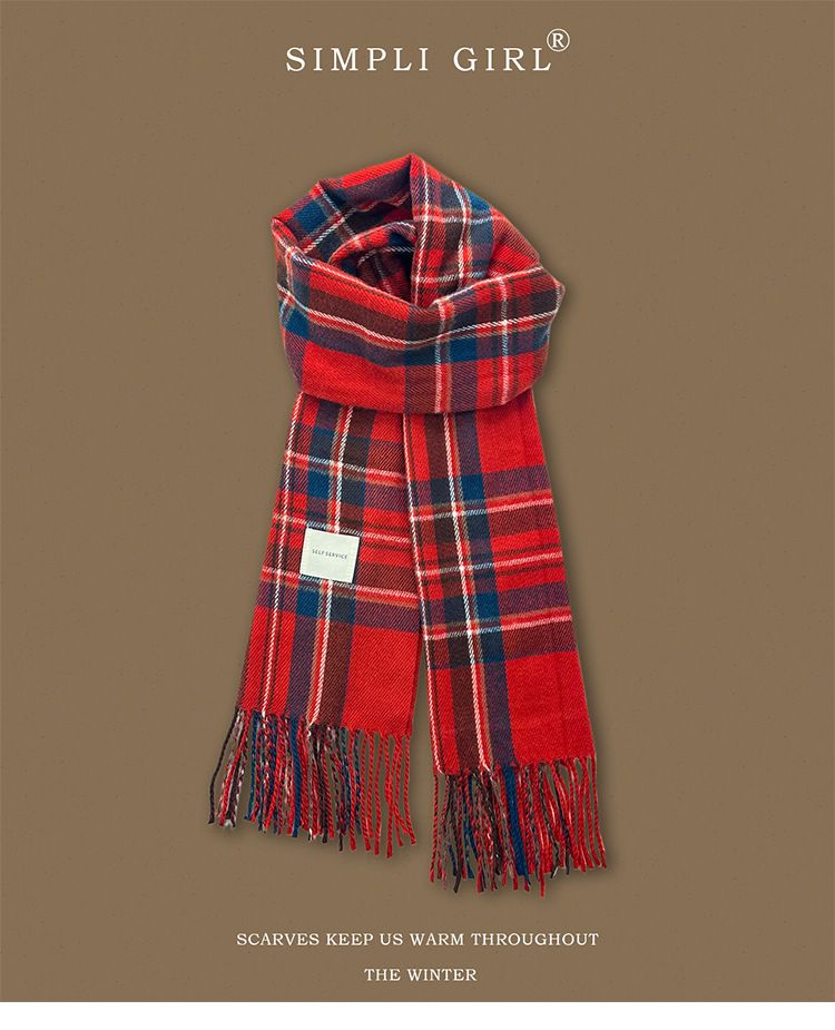 Korean Style Plaid For Women Winter 2025 New High-end Versatile Warm Neck Scarf Student Couple Shawl Dual-use_voghion.com