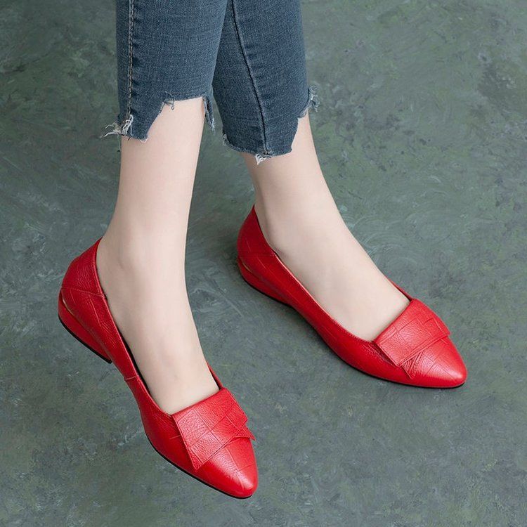 Damen Single Frühling und Herbst Neue dicke Ferse Mama weiche Sohle kleine Lederschuhe für Frauen_voghion.com