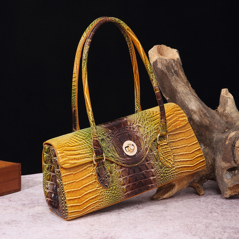 Borsa da ascella portatile retrò, da donna, con motivo a coccodrillo_voghion.com