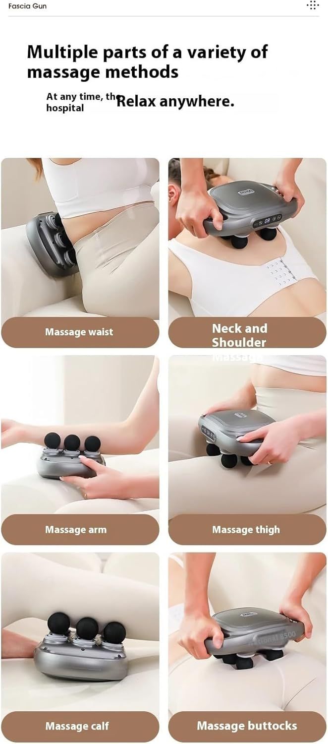 1 Stück Faszienpistole, Sechskopf-Muskelentspannung, professionelle Massagepistole, tiefe Hochfrequenzvibration für Rücken und Taille, professionelle Qualität mit 9_voghion.com