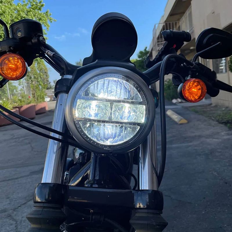 50W 5.75" Motorcycle LED Headlights For Harley Davidson Sportster 1200 883 Dyna With Round Projector Driving Light Waterproof_voghion.com